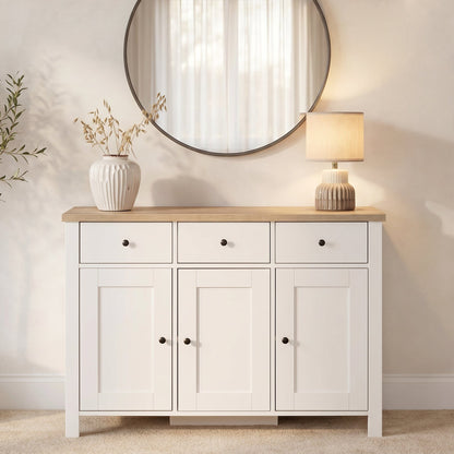 Bampton 3 Door Sideboard - Alabaster White - Laura James 