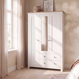 Bampton 3 Door Wardrobe with 2 Drawers - Alabaster White - Laura James 