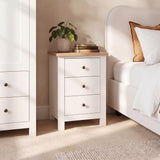 Bampton 3 Drawer Bedside Table - Alabaster White - Laura James 