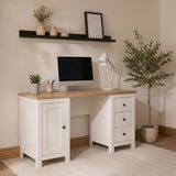Bampton 3 Drawer Desk - Alabaster White - Laura James 