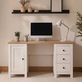 Bampton 3 Drawer Desk - Alabaster White - Laura James 