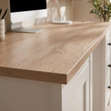 Bampton 3 Drawer Desk - Alabaster White - Laura James 