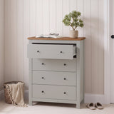 Bampton 4 Drawer Tall Chest of Drawers - Stone Grey - Laura James 