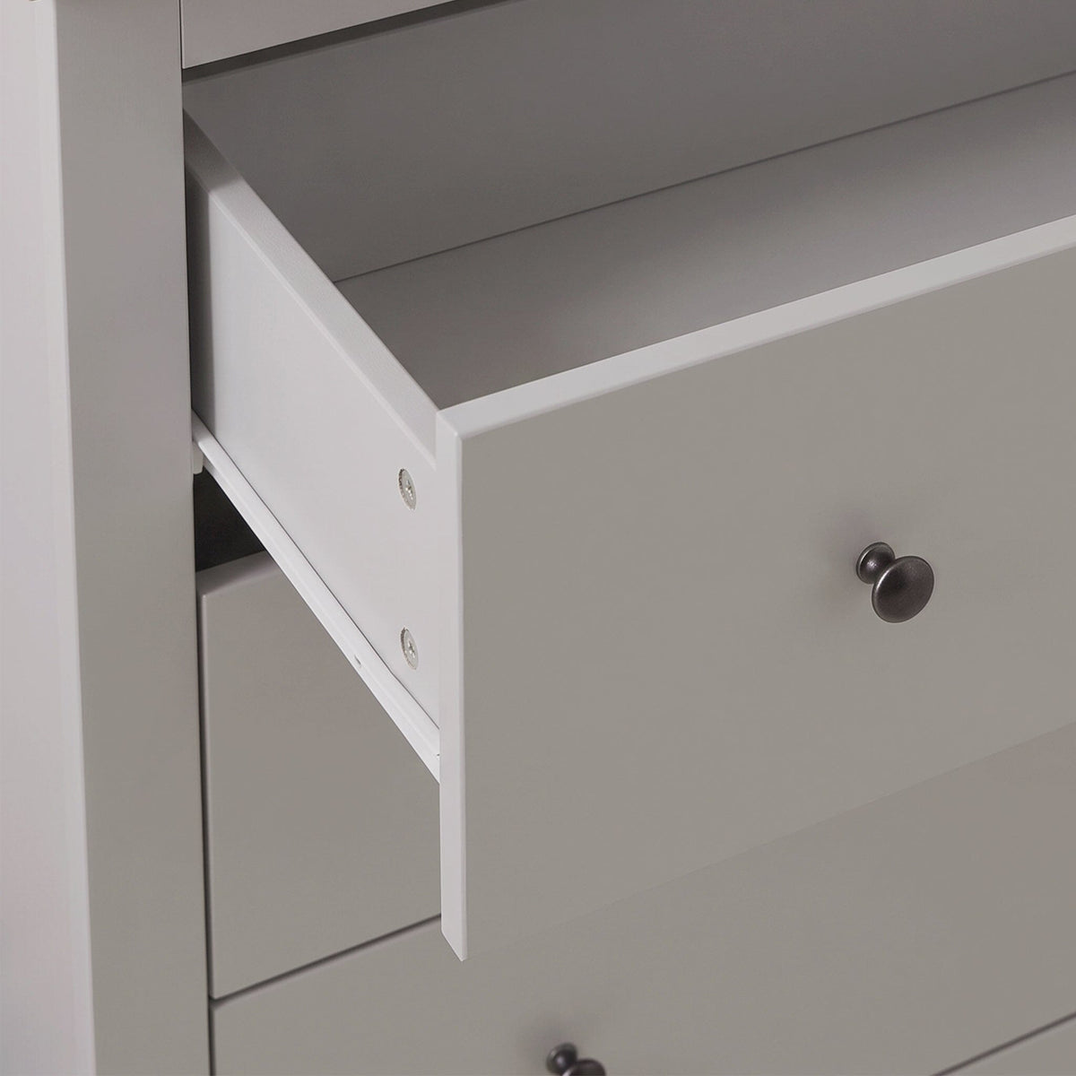Bampton 4 Drawer Tall Chest of Drawers - Stone Grey - Laura James 