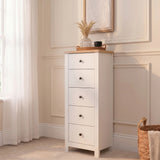 Bampton 5 Drawer Tallboy - Alabaster White - Laura James