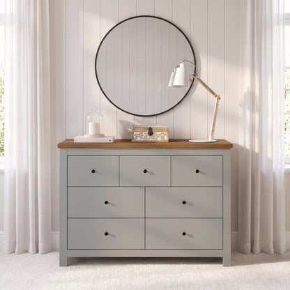 Bampton 7 Drawer Chest of Drawers  - Stone Grey - Laura James 