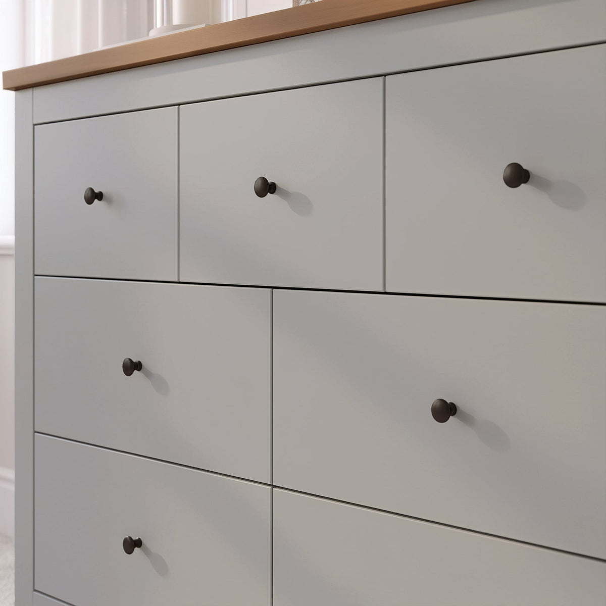 Bampton 7 Drawer Chest of Drawers  - Stone Grey - Laura James 
