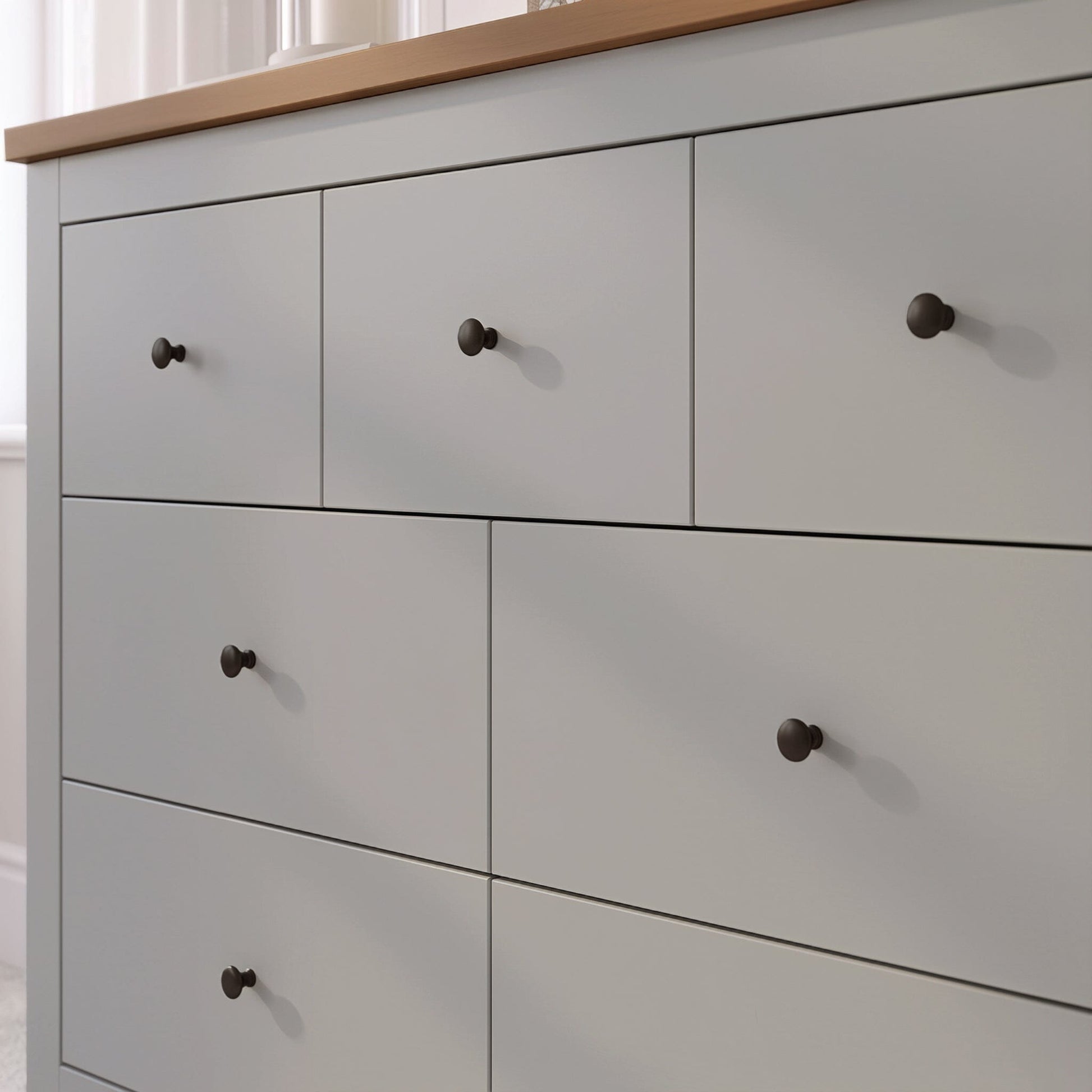Bampton 7 Drawer Chest of Drawers  - Stone Grey - Laura James 