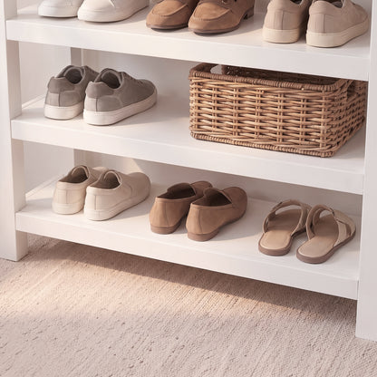 Bampton Alabaster White Open Shoe Rack - Coastal Oak Top - New - Laura James 