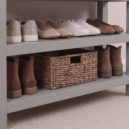 Bampton Stone Grey Open Shoe Rack - Warm Oak Top - New - Laura James 