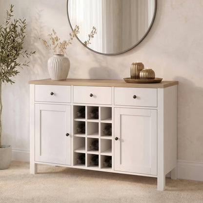 Bampton Sideboard with Wine Rack - Alabaster White - Laura James 