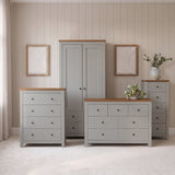 Bampton Wardrobe & Drawers Bedroom Set - Stone Grey - New