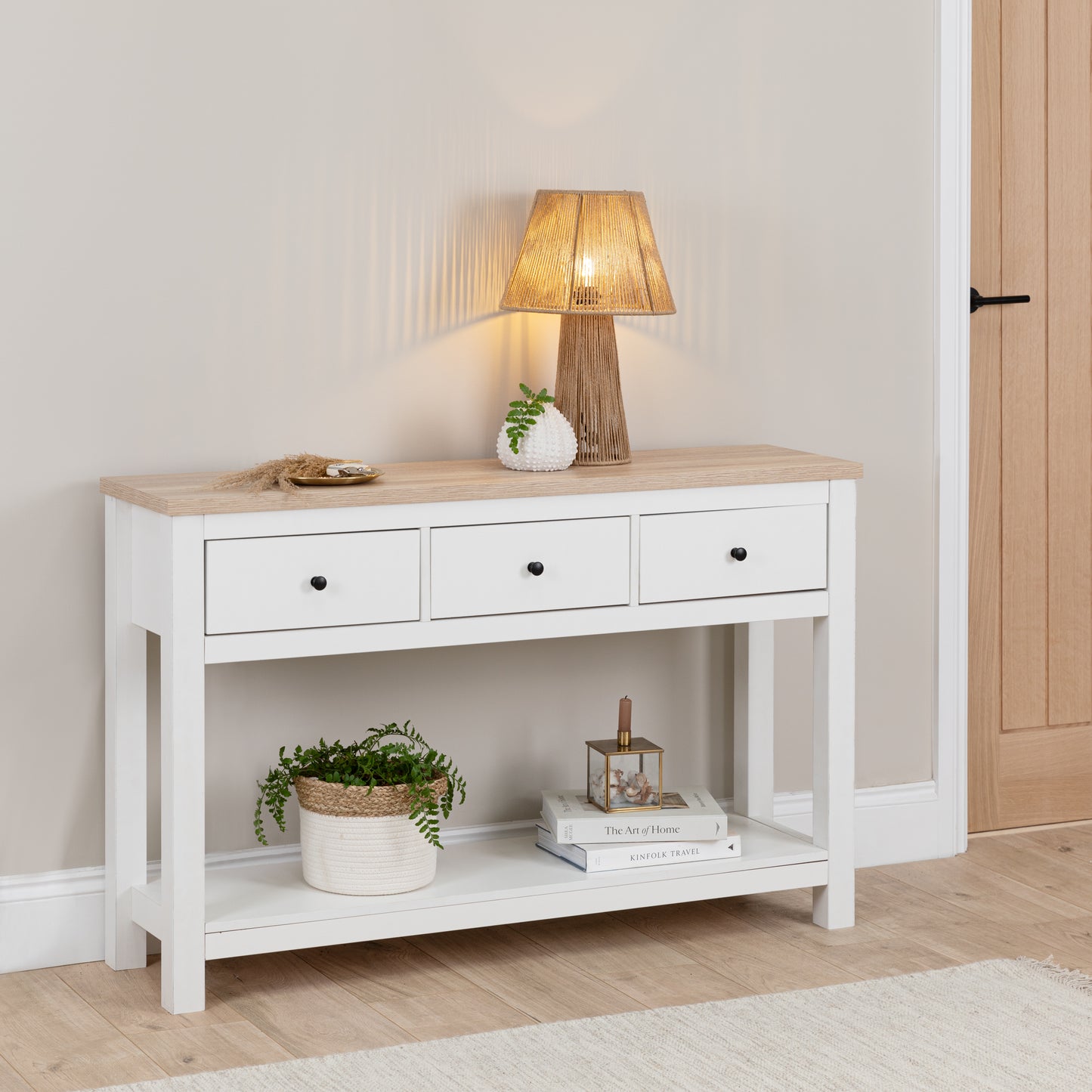 Bampton White 3 Drawer Console Table