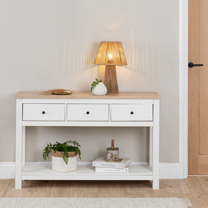 Bampton White 3 Drawer Console Table