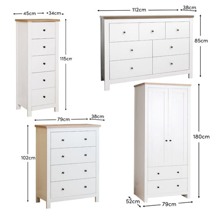 Bampton Wardrobe & Drawers Bedroom Set - Alabaster White - Laura James 