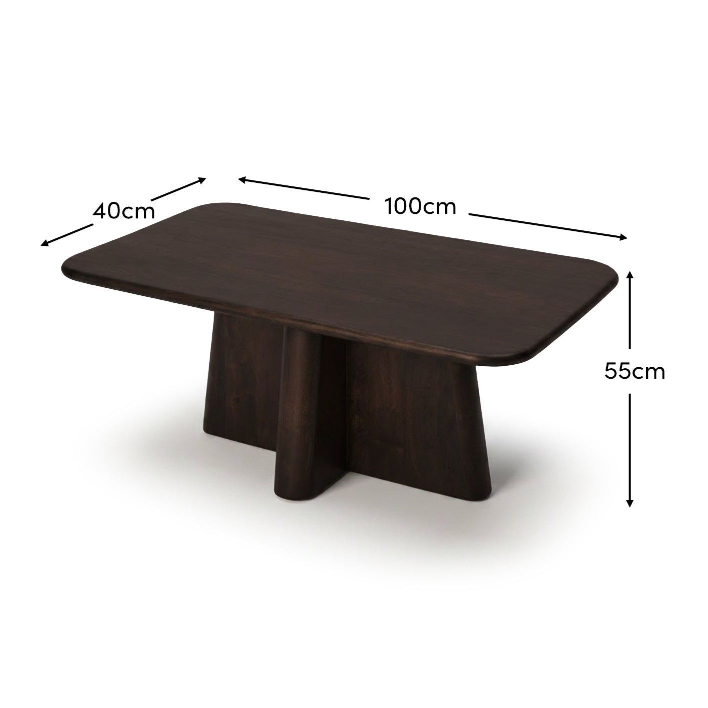 Bastian 100cm Coffee Brown Mango Wood Coffee Table - Laura James 