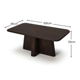Bastian 100cm Coffee Brown Mango Wood Coffee Table - Laura James 