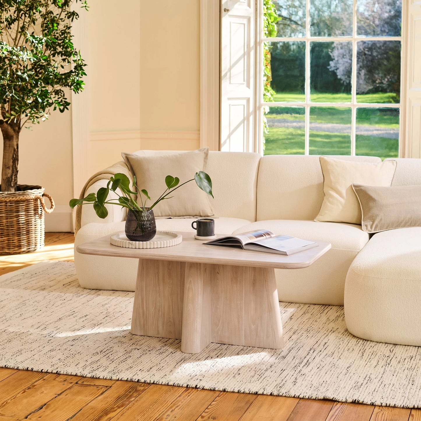 Bastian 100cm Limewash Coffee Table - Laura James 