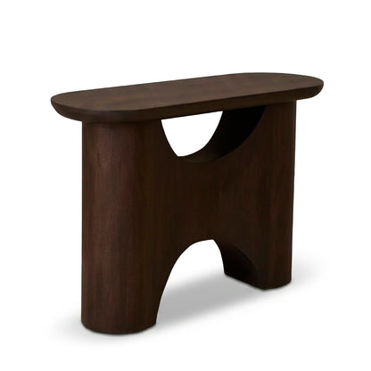 Octavia 110cm Oval Console Table - Coffee Brown Mango Wood - Laura James 