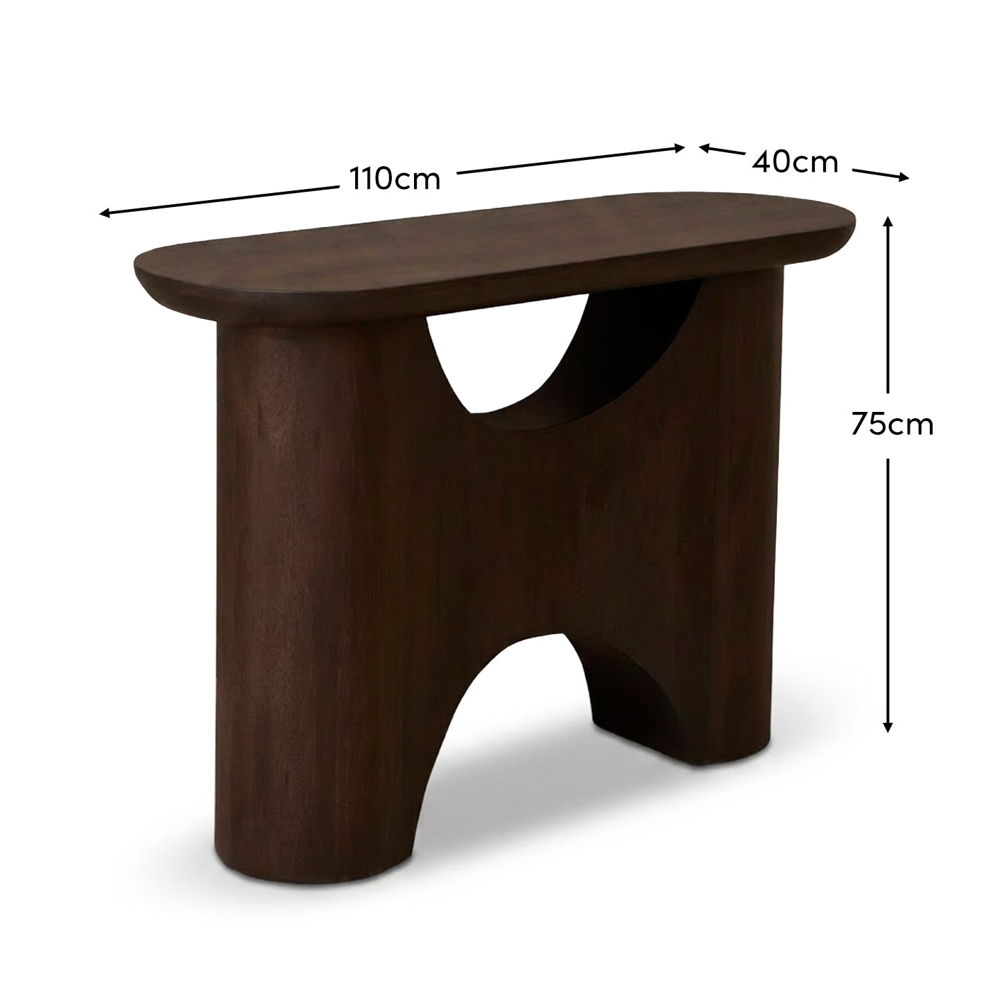 Octavia 110cm Oval Console Table - Coffee Brown Mango Wood - Laura James 
