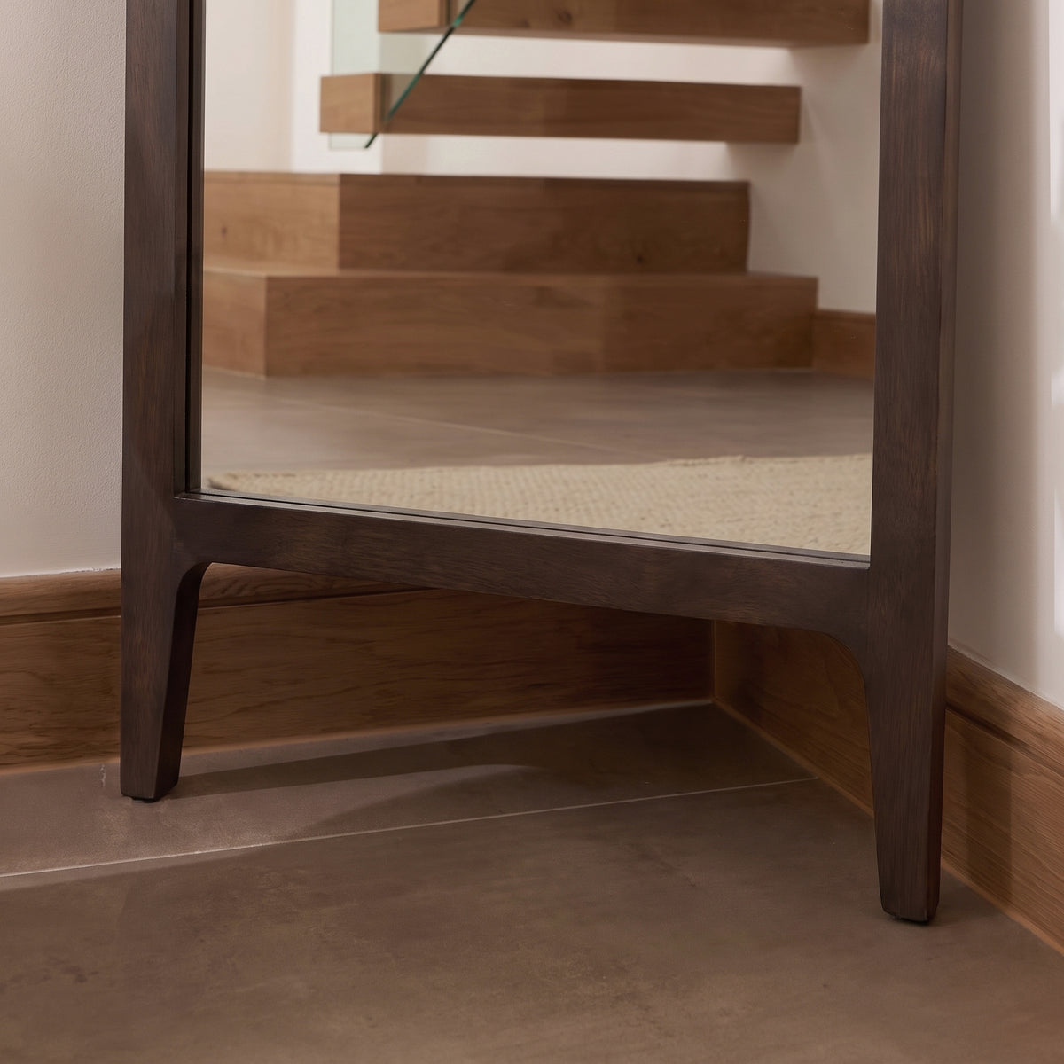 Bastian 160cm Floor Mirror with Legs - Coffee Brown Paulownia