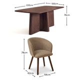 Bastian 220cm Coffee Brown Mango Wood Dining Table Set - 6 Seater -  Archer Natural Brown Dining Chairs - Coffee Brown Legs - Laura James 