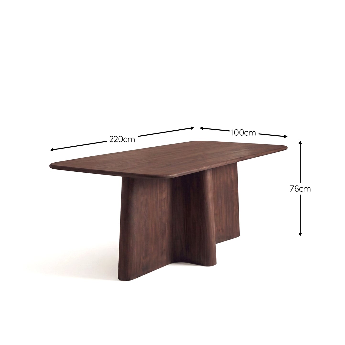 Bastian 220cm Coffee Brown Mango Wood Dining Table - Laura James 