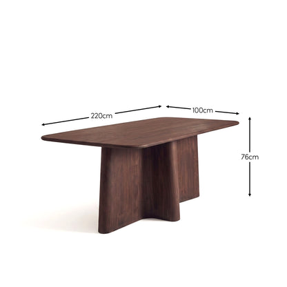 Bastian 220cm Coffee Brown Mango Wood Dining Table - Laura James 