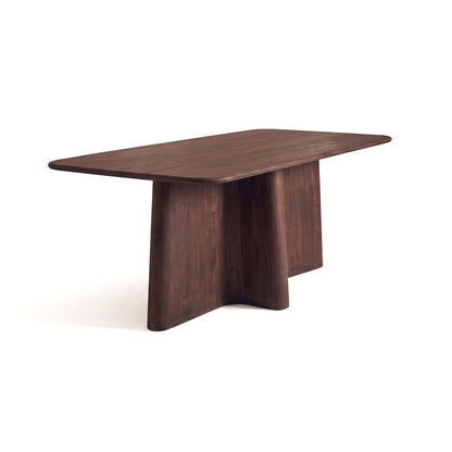 Bastian 220cm Coffee Brown Mango Wood Dining Table Set - 6 Seater - Marilyn Light Beige Boucle Dining Chairs -  Coffee Brown Mango Wood Legs