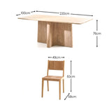 Bastian 220cm Limewash Dining Table Set - 6 Seater - Dinah Natural String Dining Chairs - Whitewash Oak Legs - Laura James 