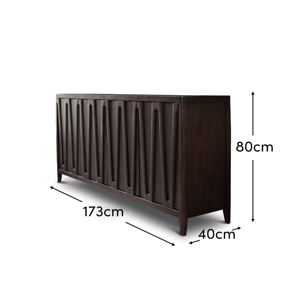 Bastian 4 Door Sideboard - Coffee Brown Mango Wood - Laura James 