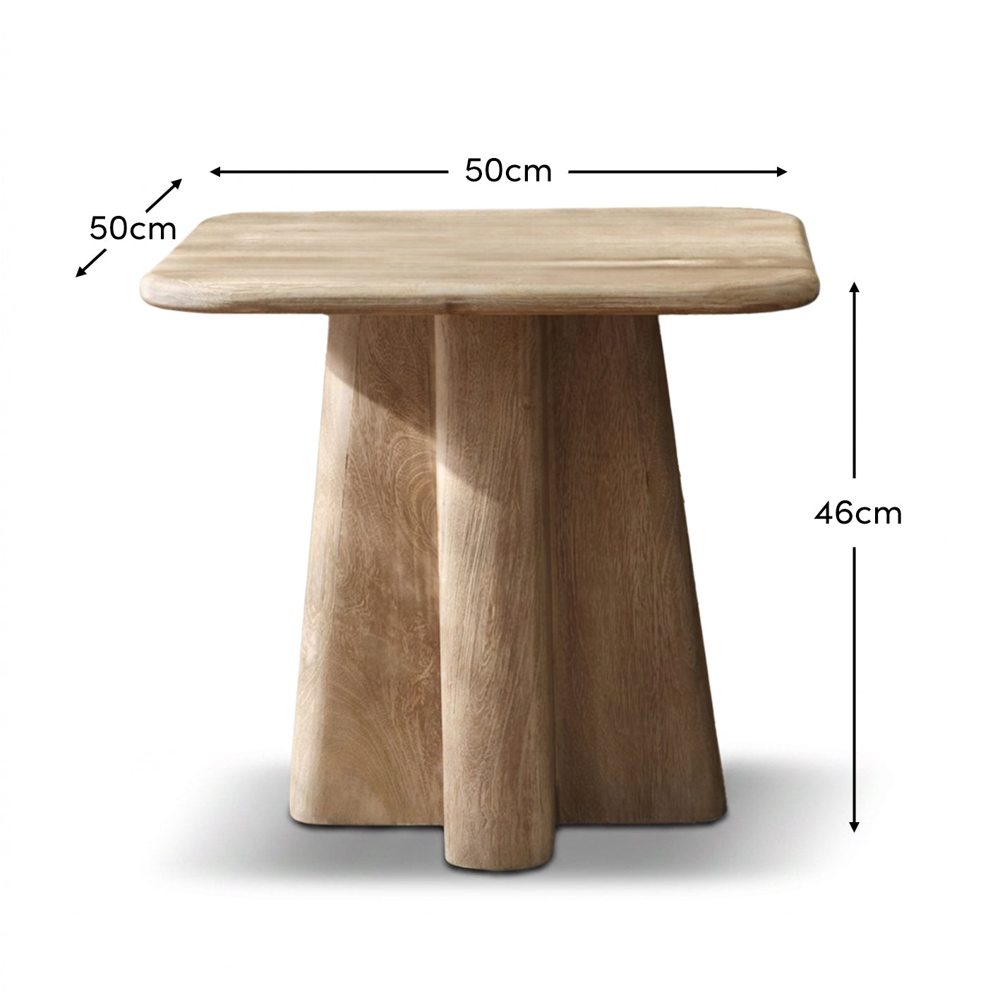 Bastian 50cm Square Side Table - Limewash - Laura James 