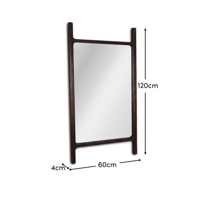 Bastian 60cm x 120cm Wall Mirror - Coffee Brown Paulownia