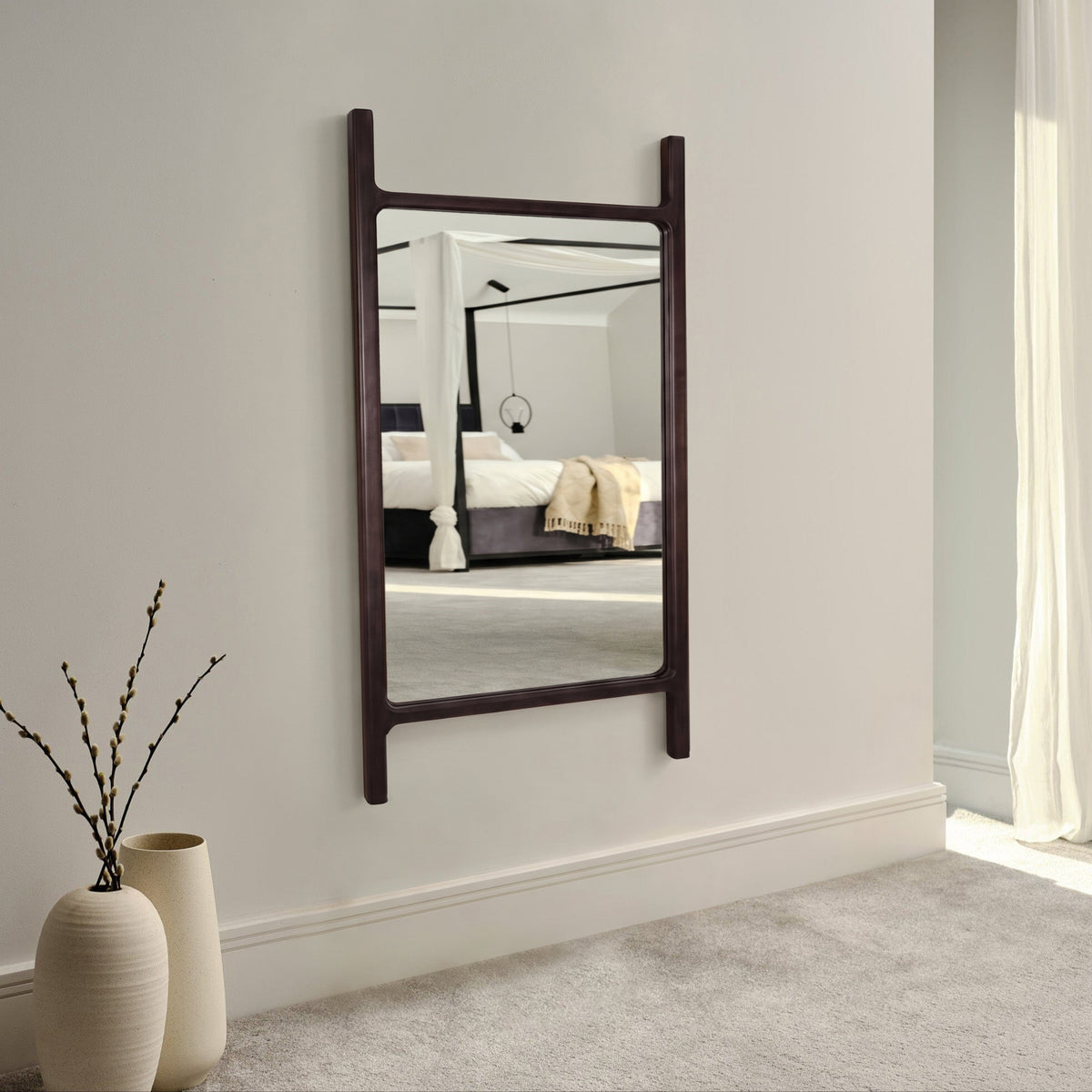 Bastian 60cm x 120cm Wall Mirror - Coffee Brown Paulownia