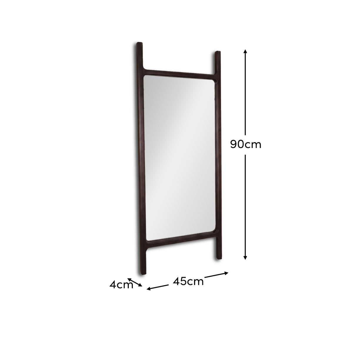 Bastian 90cm x 45cm Wall Mirror - Coffee Brown Paulownia