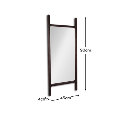 Bastian 90cm x 45cm Wall Mirror - Coffee Brown Paulownia