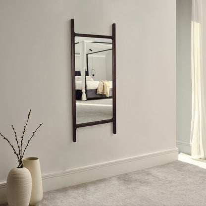 Bastian 90cm x 45cm Wall Mirror - Coffee Brown Paulownia