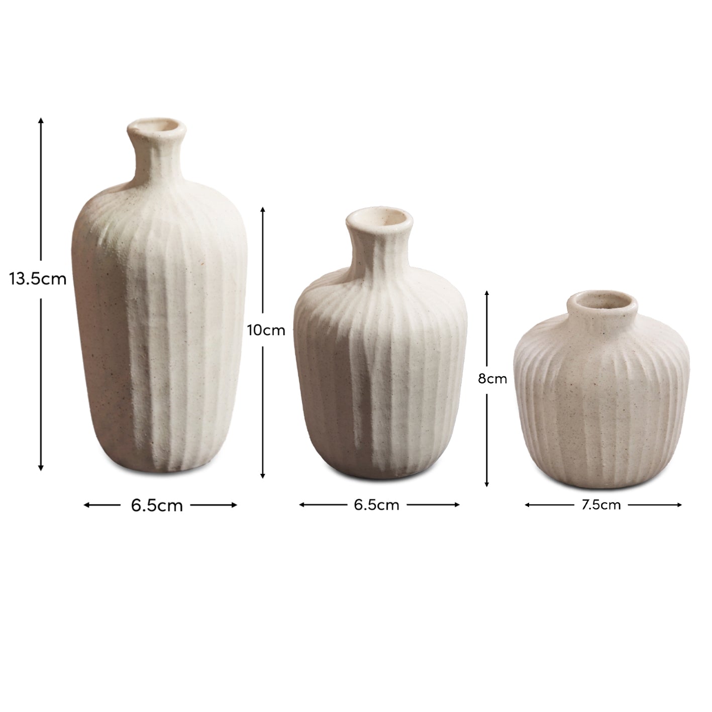 Bayswater Set of 3 Ceramic Vase - Off White - Laura James 