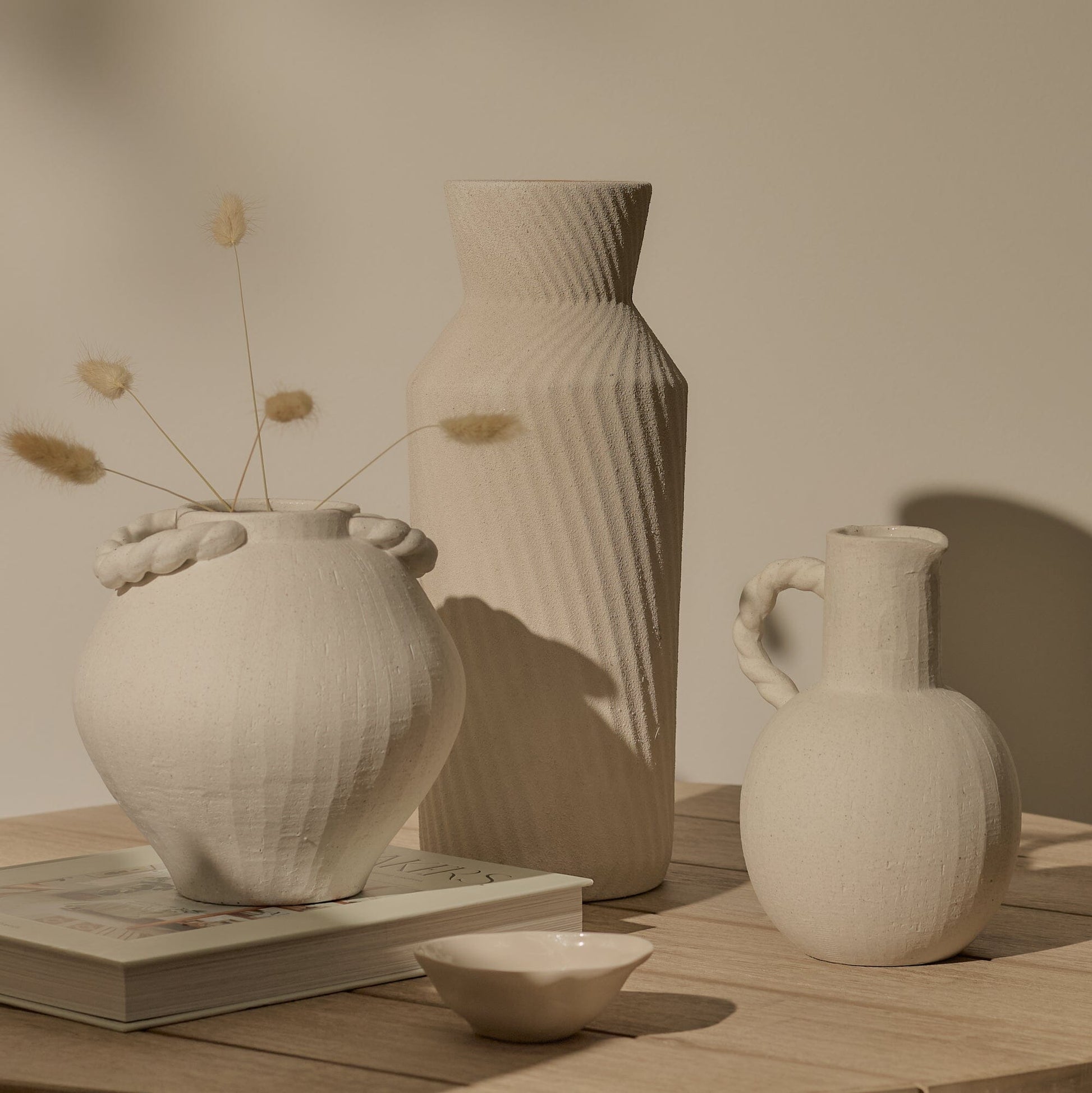 Bayswater 35cm Ceramic Vase - Beige - Laura James