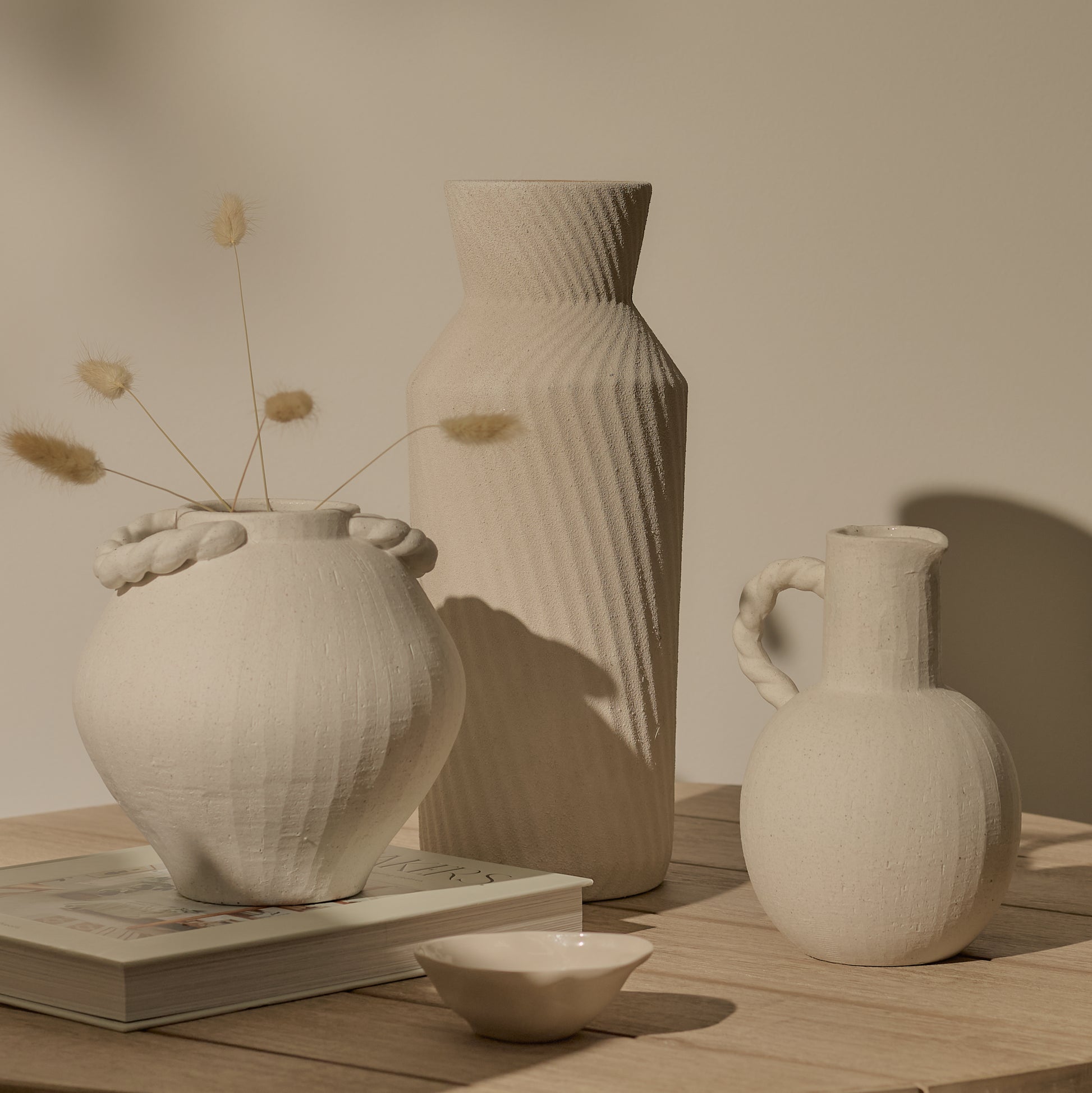 Bayswater 18cm Ceramic Vase - Handles - Beige - Laura James