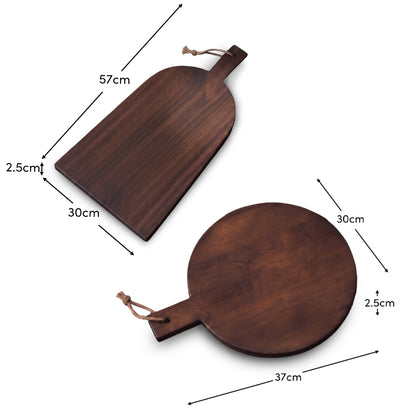 Beenham Wooden Serving Boards - Set of 2 - Coffee Brown Mango Wood