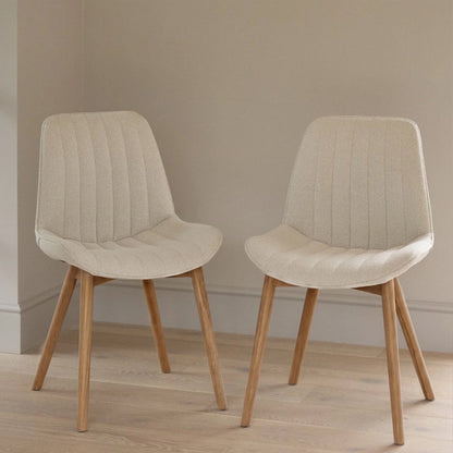 Bella Light Beige Dining Chair - Set of 2 - Almond Brown Legs