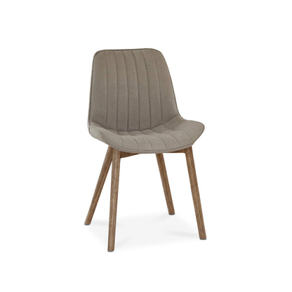 Bella Soft Beige Dining Chair - Set of 2 - Almond Brown Legs