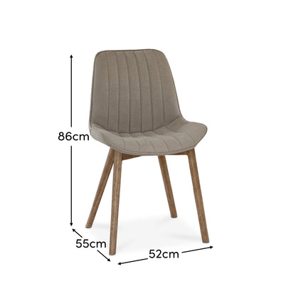 Bella Soft Beige Dining Chair - Set of 2 - Almond Brown Legs