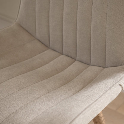 Bella Soft Beige Dining Chair - Set of 2 - Almond Brown Legs