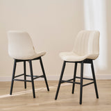 Bella Light Beige Boucle Bar Stool - Black Oak Legs - Laura James 