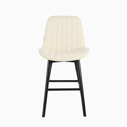 Bella Light Beige Boucle Bar Stool - Black Oak Legs - Laura James 