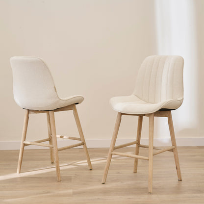 Bella Light Beige Boucle Bar Stool - Whitewash Legs - Laura James