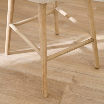 Bella Light Beige Boucle Bar Stool - Whitewash Legs - Laura James 