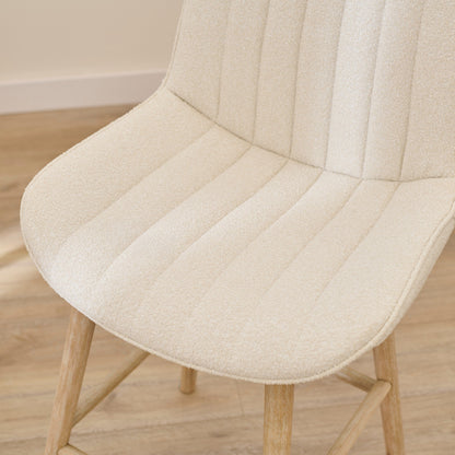 Bella Light Beige Boucle Bar Stool - Whitewash Legs - Laura James 